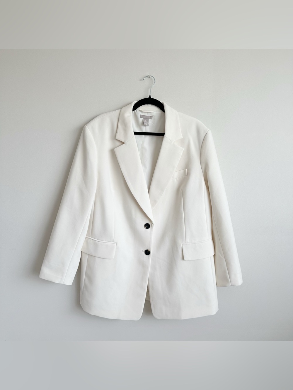 H&M Women's Cream Single-Breasted Lined Blazer L NWOT